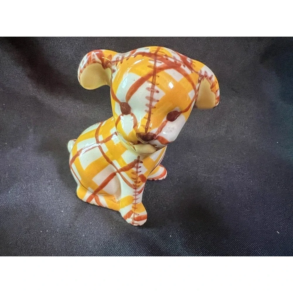 Vintage Brayton Laguna Pottery Plaid Puppy Dog Salt & Pepper Shakers 1930s Calif